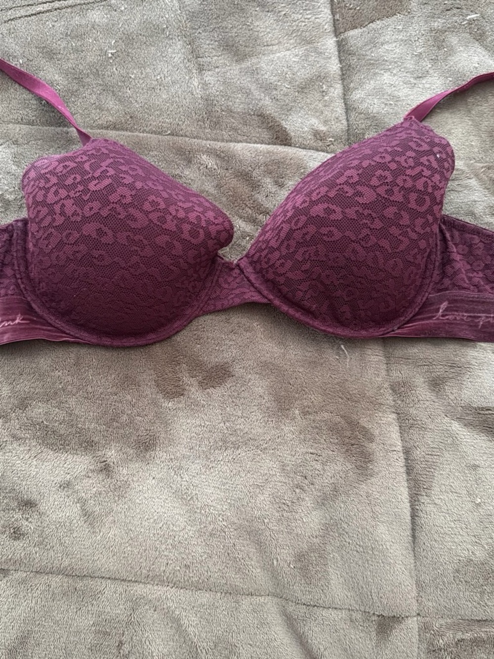 PINK Victoria's Secret Lace Push-Up Bra - Plum Berry